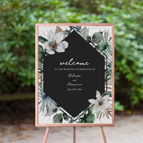 Rustic Tropical Floral Geometric Wedding Welcome P Poster