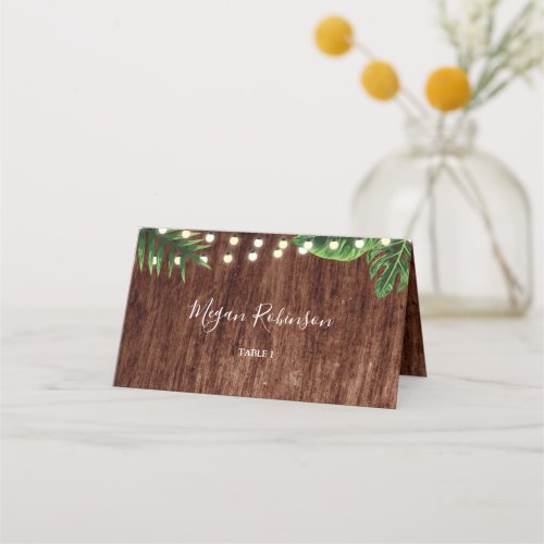 Rustic Tropical Floral Tent Place Card