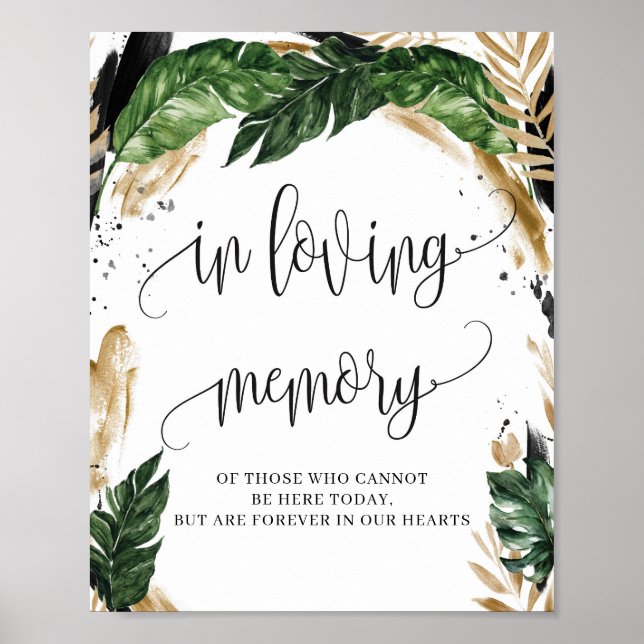 Rustic tropical foliage in loving memory sign (Front)