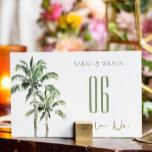 Rustic Tropical Green Beach Palm Trees Wedding Table Number<br><div class="desc">For any further customisation or any other matching items,  please feel free to contact me at yellowfebstudio@gmail.com</div>