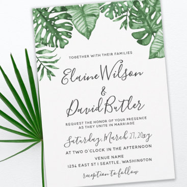 Rustic Tropical Greenery Botanical Wedding  Invitation
