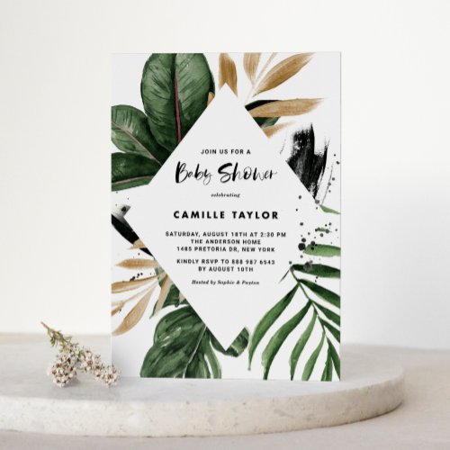 Rustic Tropical Greenery Frame Summer Baby Shower Invitation