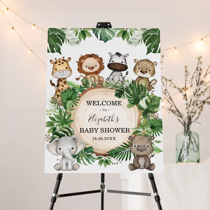 Rustic Tropical Jungle Safari Animals Baby Welcome Foam Board | Zazzle Rustic Tropical Jungle Safari Animals Baby Welcome Foam Board | Zazzle
