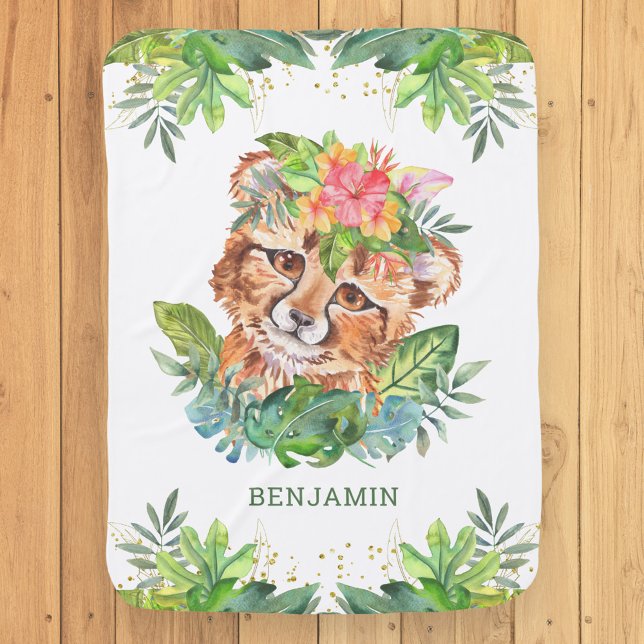 Rustic Tropical Jungle Safari Cute Cheetah Baby Blanket (Creator Uploaded)