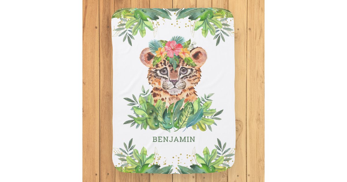 Rustic Tropical Jungle Safari Cute Leopard Baby Blanket | Zazzle