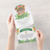 Rustic Tropical Jungle Safari Leopard Baby Shower All In One Invitation (Tearaway)