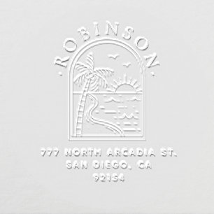 Rustic Tropical Landscape Custom Return Address Embosser