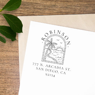 Rustic Tropical Landscape Custom Return Address Rubber Stamp
