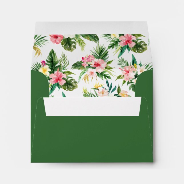 Rustic Tropical Leaves Floral Wedding for RSVP Envelope (Back (Bottom))