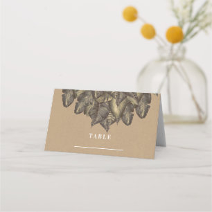 Rustic Tropical Leaves Vintage Wedding Table Seat Place Card