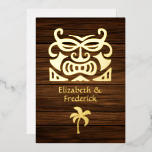 Rustic Tropical Mystic Island Wedding Foil Invitation
