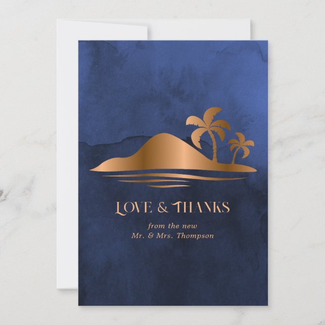 Rustic Tropical Mystic Island Wedding Thank You Card (Front)