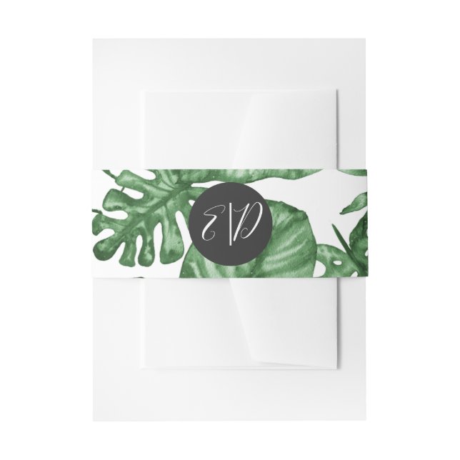 Rustic Tropical Nature Botanical Greenery Wedding Invitation Belly Band (Front Example)