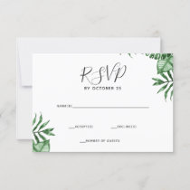Rustic Tropical Nature Botanical Greenery Wedding RSVP Card