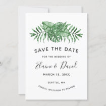 Rustic Tropical Nature Botanical Greenery Wedding Save The Date