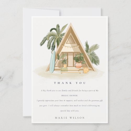 Rustic Tropical Palm Beach Shack Bridal Shower Thank You Card