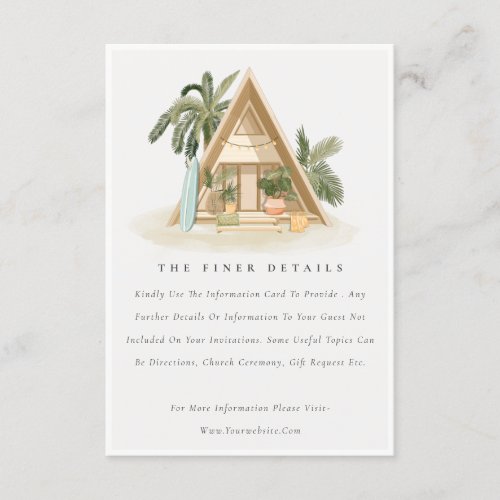 Rustic Tropical Palm Beach Shack Wedding Details Enclosure Card