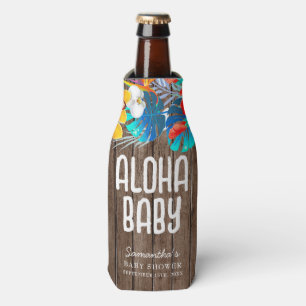 Rustic Tropical Palm Leaves Aloha Baby Shower  Gif Bottle Cooler