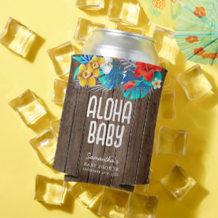 Rustic Tropical Palm Leaves Aloha Baby Shower Gif Can Cooler