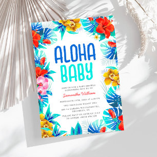 Rustic Tropical Palm Leaves Aloha Baby Shower Invitation