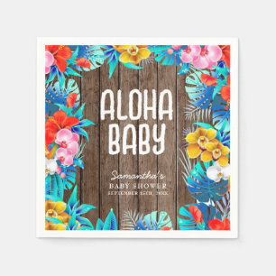 Rustic Tropical Palm Leaves Aloha Baby Shower  Napkins