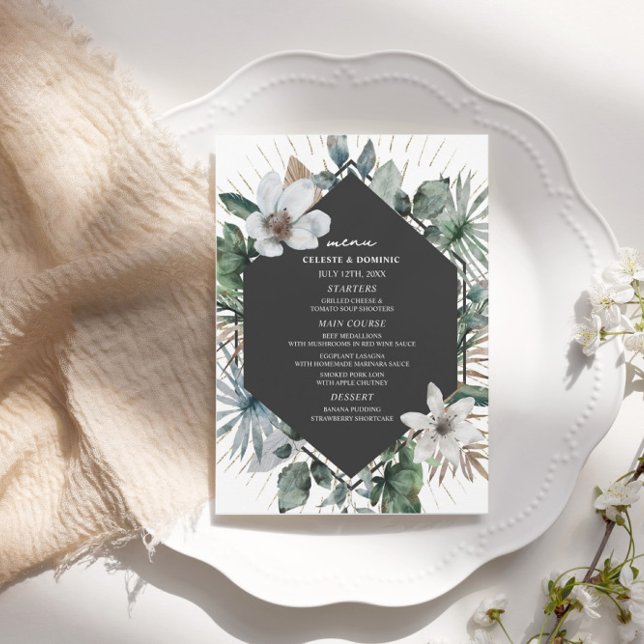 Rustic Tropical Palm Leaves Beach Wedding  Menu (Creator Uploaded)