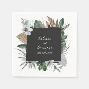Rustic Tropical Palm Leaves Botanical Wedding Napkins