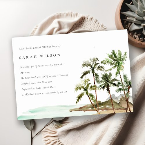 Rustic Tropical Palm Trees Beach Bridal Shower Invitation