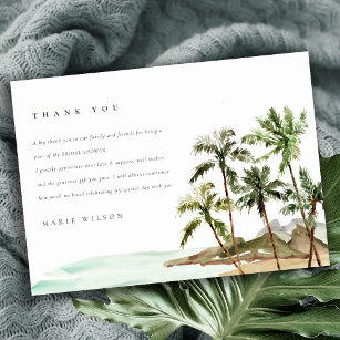 Rustic Tropical Palm Trees Beach Bridal Shower Thank You Card