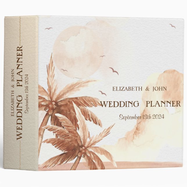 Rustic Tropical Palms 3 Ring Binder (Front/Spine)