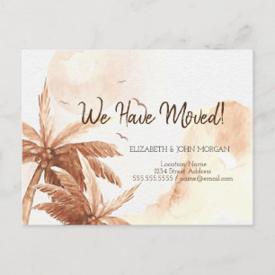 Rustic Tropical Palms Moving Announcement  Postcard