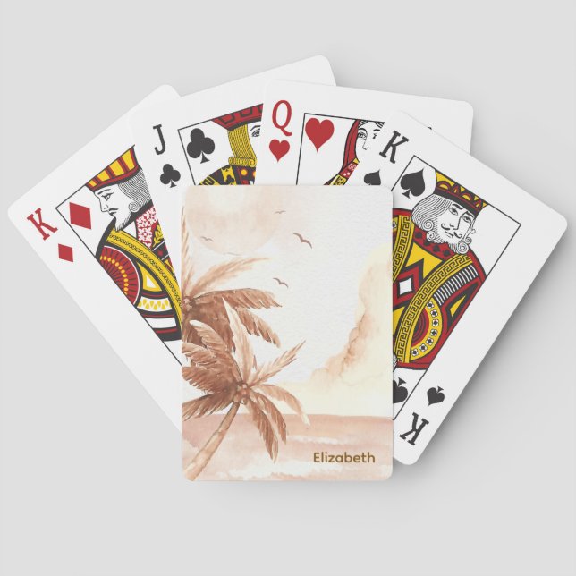 Rustic Tropical Palms Poker Cards (Back)