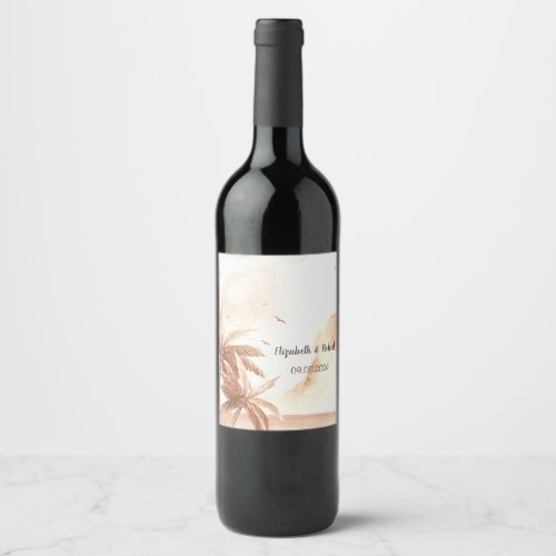 Rustic Tropical Palms Wine Label