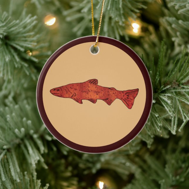Rustic Trout Ceramic Ornament (Tree)