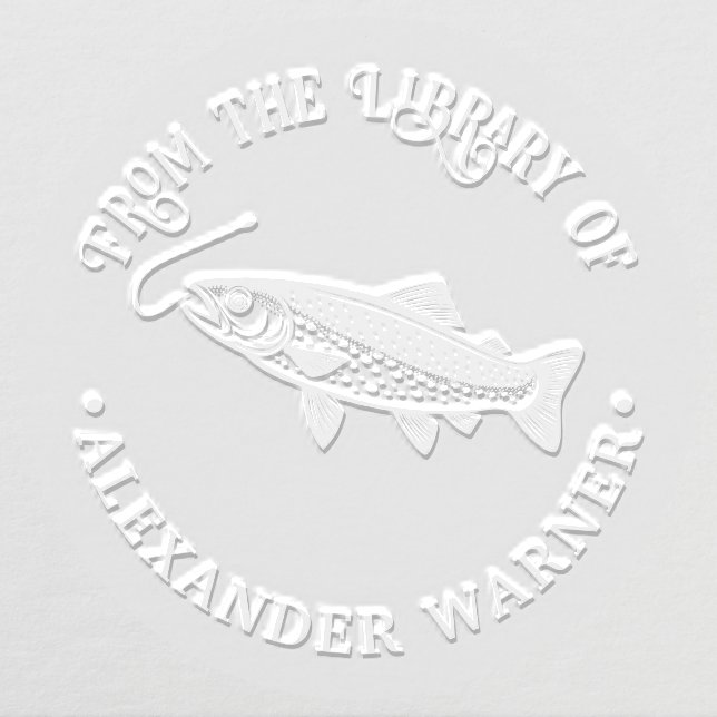 Rustic Trout, Fish Hook Library Book Name Embosser (Design)