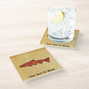 Rustic Trout Glass Coaster