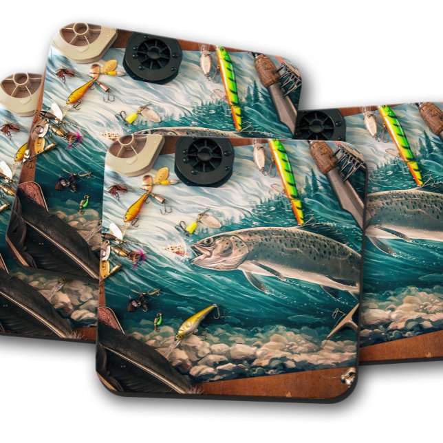Rustic Trout & Lures | Fly Fishing Cork Coasters (Creator Uploaded)