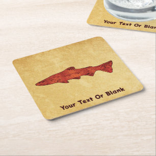 Rustic Trout Square Paper Coaster