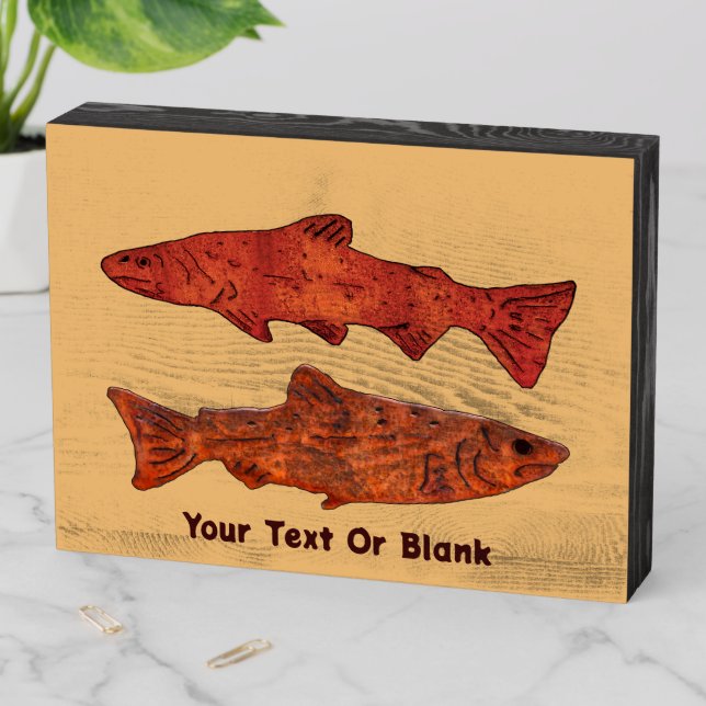 Rustic Trout Wooden Box Sign (In Situ Horizontal)