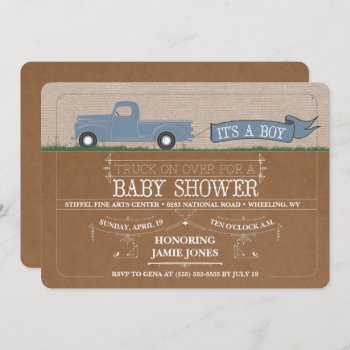 Rustic Truck It's A Boy Baby Shower Invitations by joyonpaper at Zazzle