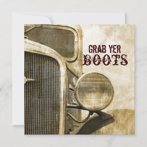 rustic western vintage truck country wedding personalized invites