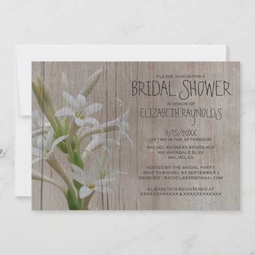 Rustic Tuberose Bridal Shower Invitations