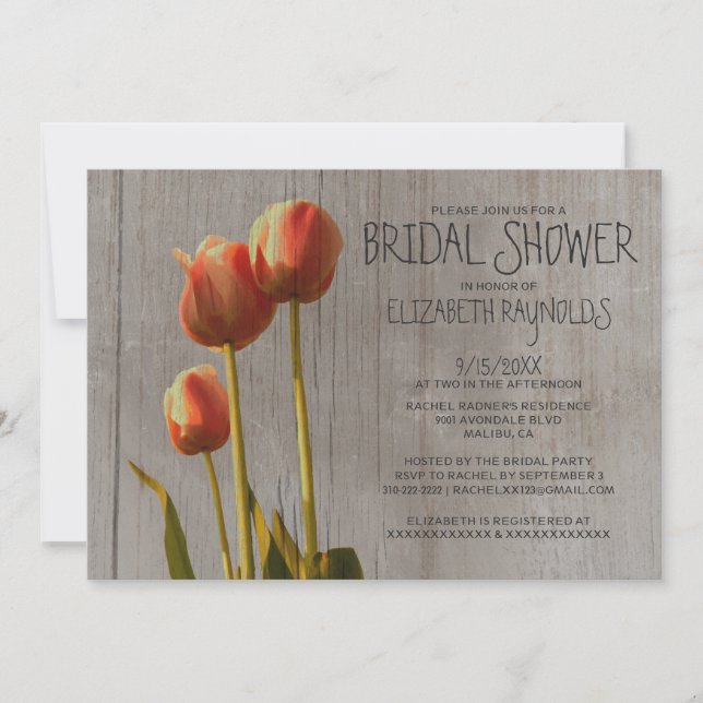 Rustic Tulip Bridal Shower Invitations (Front)