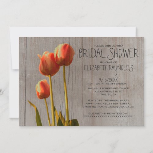 Rustic Tulip Bridal Shower Invitations
