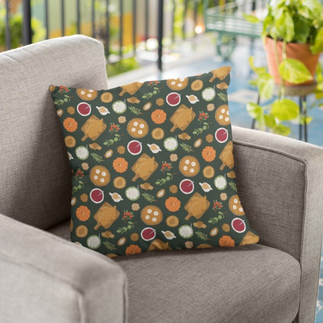 Rustic Turkey Dinner Thanksgiving pattern Throw Pillow (Creator Uploaded)