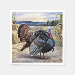 Rustic Turkey Farm Thanksgiving Decoupage Art Napkins