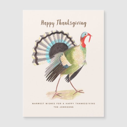 Rustic Turkey Thanksgiving Botanical Magnetic Card