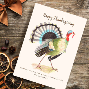 Rustic Turkey Thanksgiving Greeting  Holiday Card