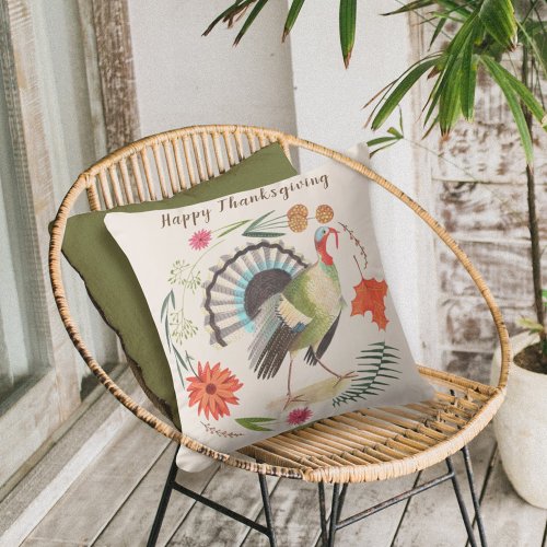 Rustic Turkey Thanksgiving Outdoor Pillow