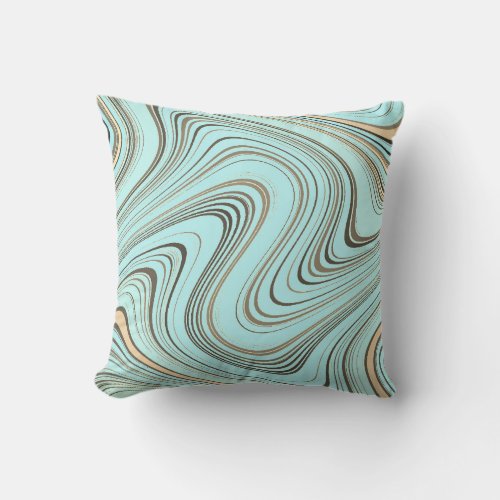 Rustic Turquoise and Gold Curvy Outdoor Pillow